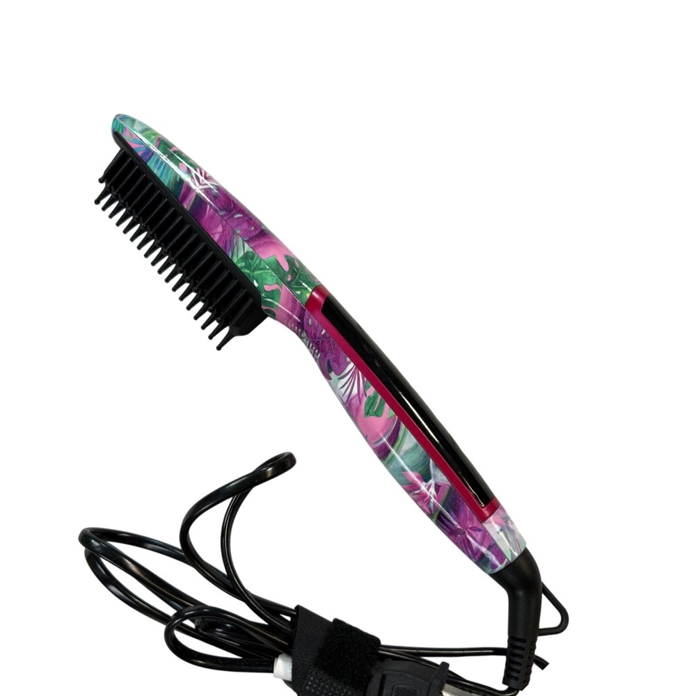 Calista GoGo Mini Brush Pink Floral Tropical Straightener Hair Tool Open Box